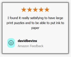 5 star review for Large Print Puzzle Book Easy to Hard